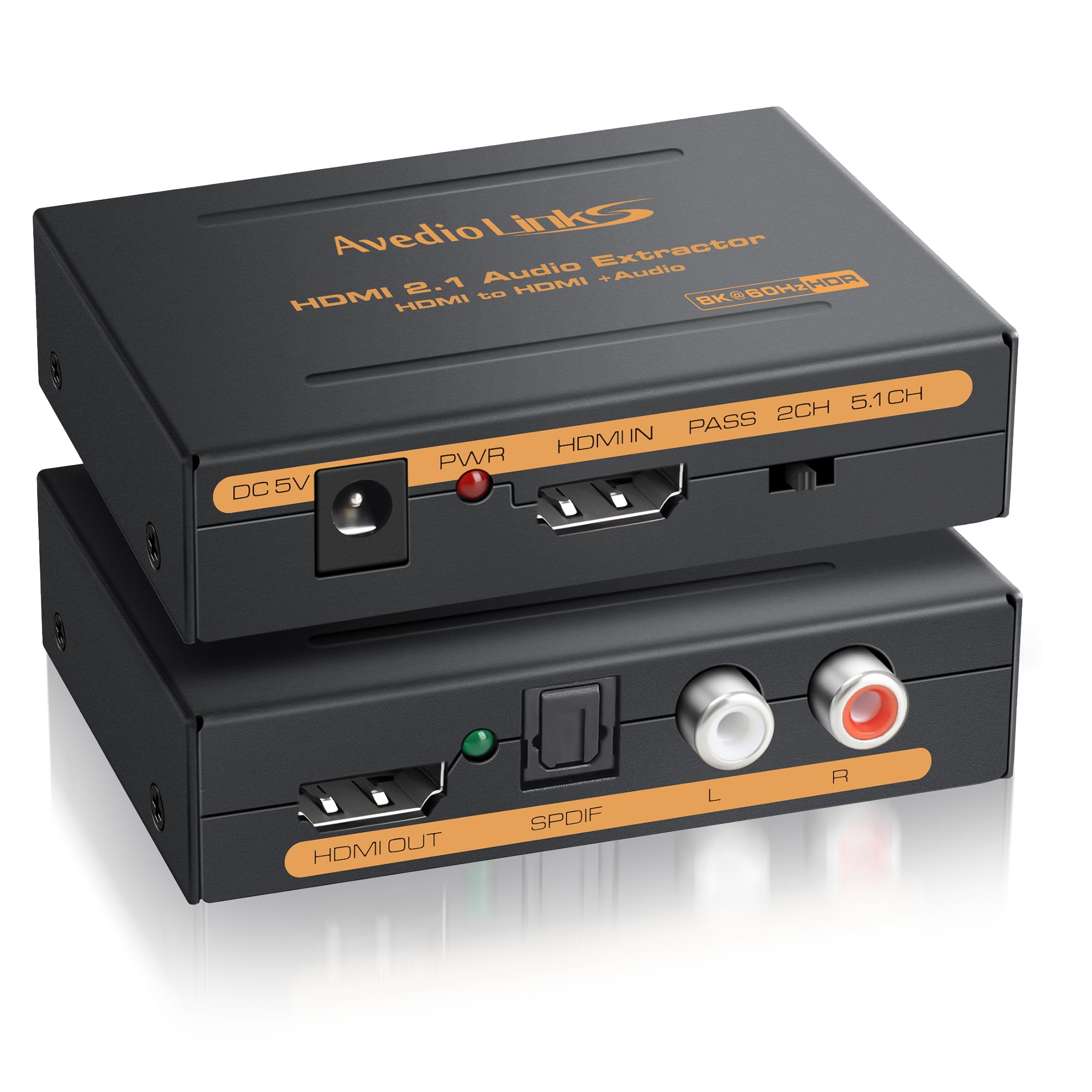 avedio links 8K HDMI Audio Extractor Splitter 1080P HDMI to HDMI Audio Converter + Optical Toslink SPDIF + L/R Stereo Analog Audio HDMI Audio Adapter for Fire Stick Blu-Ray Player (8K 60Hz)
