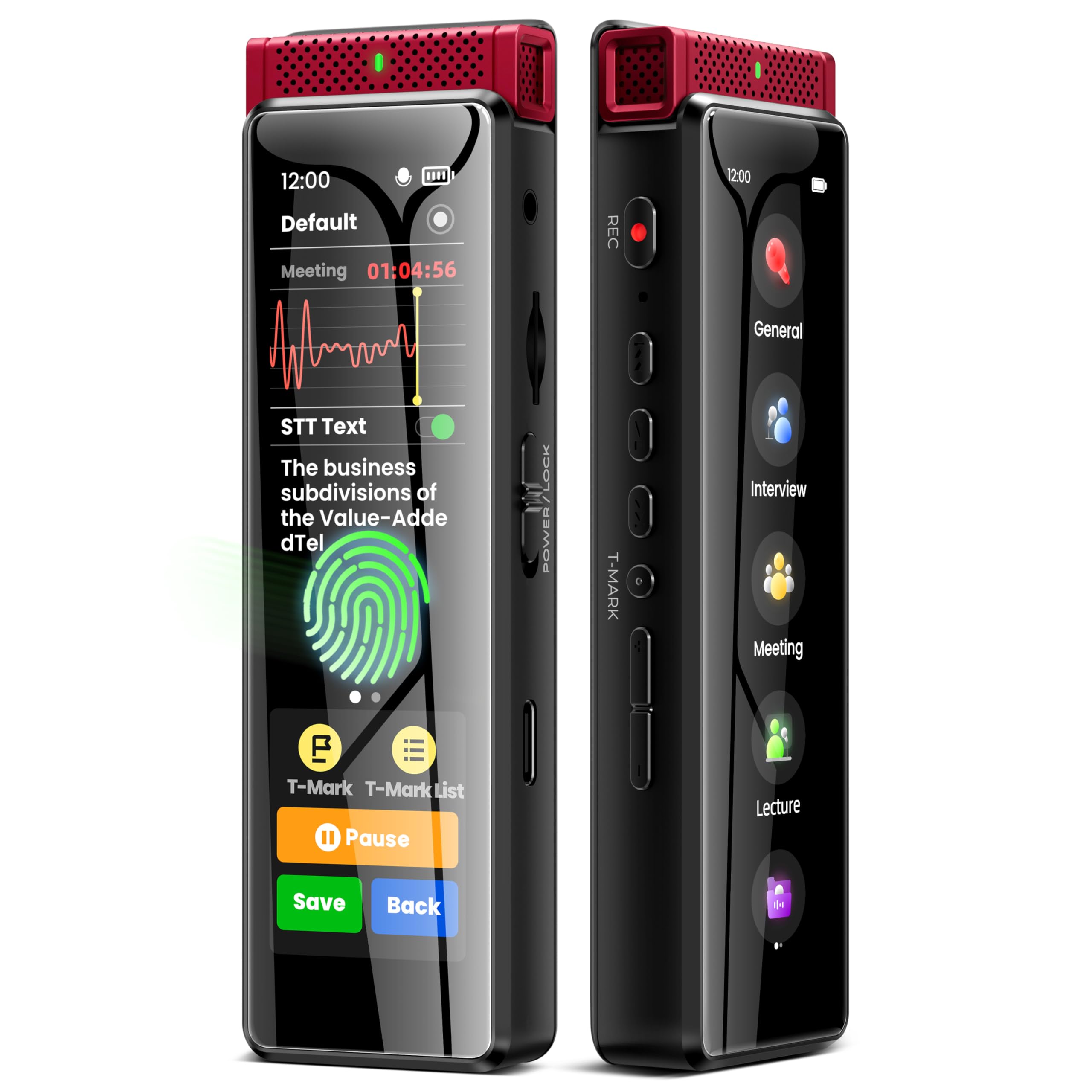 136GB Digital Voice Recorder with Playback Innioasis R1 Full Touchscreen Voice Recorder with AI Intelligent Transcription and Bluetooth Voice Activated Sound Audio Recorder Device with Mic (Red)
