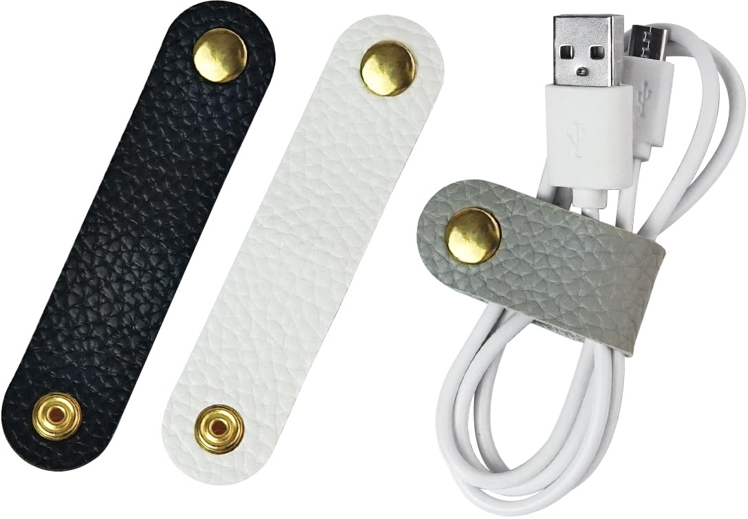 Carrotez Leather Earphone Wrap Cable Straps Cable Ties Leather Cord Organizer Good CABE Management USB Cable Clips