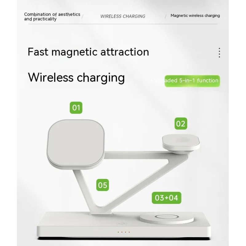 Five-in-one Multifunctional Magnetic Wireless Charger Night Light